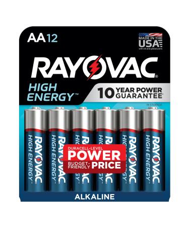 Rayovac AA Batteries Alkaline Double A Batteries (12 Battery Count) AA 12 Count (Pack of 1)