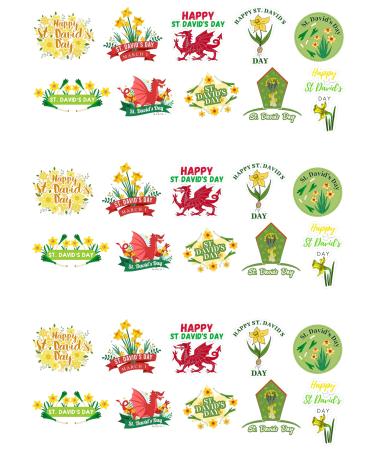 Top That 30 Stand Up St David's Day Welsh Wales Celebration Themed Edible Wafer Paper Cake Toppers Decorations