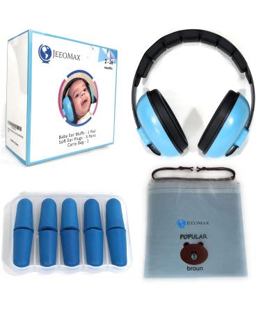 JeeoMax Baby Ear Muffs Noise Protection Headphones and Earplugs Pack - Ages 2 to 36 Months