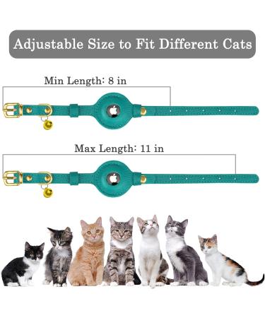 Oopsdoggy Leather Airtag Cat Collar with Bell | Durable GPS Pet Collar for Cats & Small Dogs | Light & Stylish Design (Aquamarine) - Buy Online on SooperMarket.com