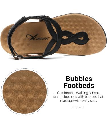 Women's Orthopedic Sandals with Arch Support - Athlefit Comfortable Orthotic Flip Flops in Black (Size 8.5) - Buy Online on SooperMarket.com