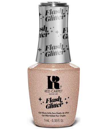 Red Carpet Manicure Flash Glitter Gel Polish | Infused with Vitamin A & Biotin | Glisten While I Glow | Nude Glitter Nail Gel Colour | 0.3 Fl. Oz.