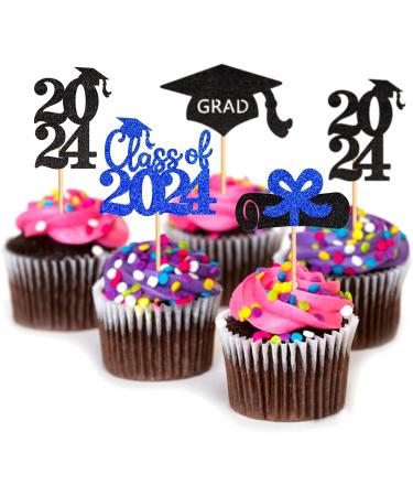 Ercadio 48 Pack 2023 Graduation Cupcake Toppers Black Blue Glitter Grad Cap Diploma Class of 2023 Cupcake Picks for 2023 Graduation Theme Party Cake Decorations Supplies B-grad Blue - Buy Online on SooperMarket.com