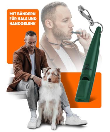 Qomfy Home dog pipe with bracelet and collar (green) - ideal for the recall - dog training accessories - educational aids for dogs - dog whistle