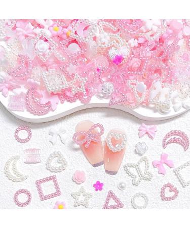 350PCS 3D Nail Charms Mixed Styles Flowers Bow Heart Moon Pearl Charms for Nail Art - B Colorful - Buy Online on SooperMarket.com