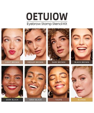 Eyebrow Stamp Stencil Kit - 24 Reusable Stencils | Waterproof Trio Brow Makeup Kit (Dark Brown) - Buy Online on SooperMarket.com