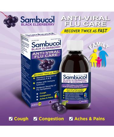 Sambucol Black Elderberry Anti-Viral Flu Care | Quickly Relieves Cold & Flu Symptoms | Immune Support & Antioxidant | Ideal for Families | Syrup 230 mL blue Anti-Viral Flu Care 230 ml (Pack of 1) - Buy Online on SooperMarket.com