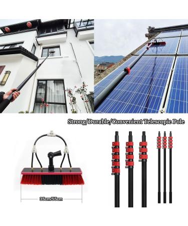 Window Cleaning Pole Water Fed Telescopic Brush Extendable Cleaner Conservatory Roof Suitable For Photovoltaic Panel Cleaning Windows Trucks 55cm Brush Head 12M/39FT - Buy Online on SooperMarket.com