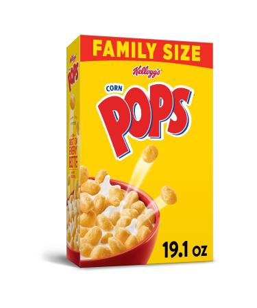 Kelloggs Corn Pops Breakfast Cereal, 8 Vitamins and Minerals, Kids Snacks, Family Size, Original, 19.1oz Box (1 Box)