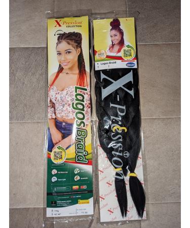 Xpression Lagos Braid Pre-Stretched Hair Extensions (2) Black 2 Count (Pack of 1)