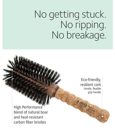 Ibiza Hair Professional Round Boar Hair Brush - Lightweight Cork Handle, Reinforced Bristles - Adds Texture & Shine for Medium to Long Hair - Buy Online on SooperMarket.com