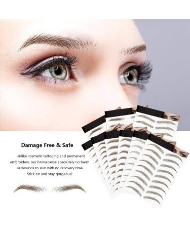 18 Sheets 180 Pairs 4D Hair-Like Eyebrow Tattoo Stickers - Waterproof Peel-Off Brow Transfers for Women - Brown - Buy Online on SooperMarket.com