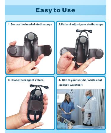 Premium Genuine Leather Stethoscope Holder | Durable & Magnetic Closure for Doctors & Nurses | Easy Access Design - Brown - Buy Online on SooperMarket.com