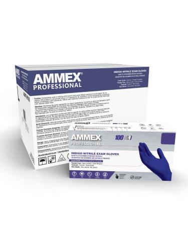 Ammex Indigo Nitrile Exam Gloves 3 Mil Latex Free Powder Free Textured Disposable Non-Sterile Food Safe Medium (Pack of 1000) Case of 1000