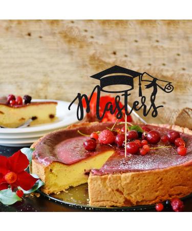 Arthsdite 1Pc Masters Cake Topper 2024 Graduation Cake Topper Congrats Grad Cake Decorations Masters Graduation Party Decorations Supplies - Black Glitter Black Masters Cake Topper - Buy Online on SooperMarket.com