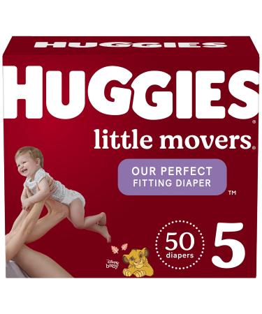 Baby Diapers Size 5 (27+ lbs), 50 Ct, Huggies Little Movers Size 5 (50 Count) NEW