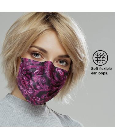 Paisley 3 Ply Disposable Face Mask with Filter Layer and Elastic Earloop - 10pcs, Retail Sealed Bags | PAISLEY-010 - Buy Online on SooperMarket.com