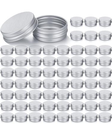 64 Pieces Screw Top Round Tin Cans Aluminum Tin Jar with Screw Lid, Lip Balm Tin Containers Bottle Empty Travel Cosmetic Sample Tin Cans Container for DIY (Silver,0.5 oz) 0.5 oz Silver