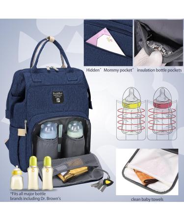 Stylish Pomelo Baby Diaper Backpack - Multifunctional Water-Repellent Large Capacity with Diaper Pad - New Blue Version - Buy Online on SooperMarket.com