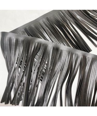 2 Yards Black PU Leather Fringe Trim - 4 Inch Tassel Trim for DIY Craft Sewing and Embellishments - Buy Online on SooperMarket.com