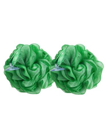 Bodylife Body Buffer Puff Exfoliating Bath & Shower Body Pouf Scrunchie Body Scrubber Green & White 55g Twin Pack