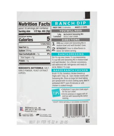 McCormick Just 5 Homestyle Ranch Dip Mix 1.25 oz (Pack of 12) - Dressing & Seasoning - Buy Online on SooperMarket.com