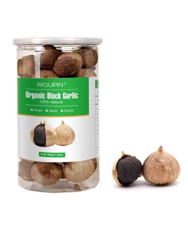 MQUPIN Black Garlic 250g/500g Aged for Full 90 Days Whole Black Garlic Jar (8.8 Oz/17.6oz) (500g/17.6oz)
