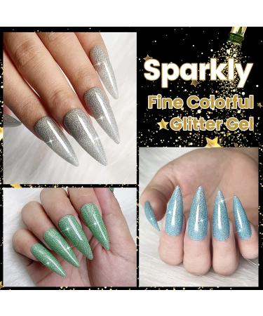 YTD Likomey Colorful Glitter Gel Nail Polish Set - 8 Pcs 6ml with Base and Top Coat - Sparkly Rainbow Manicure Kit in Lavender, Mint, Blue, Silver, Gold, Red, Pink, Green - Buy Online on SooperMarket.com
