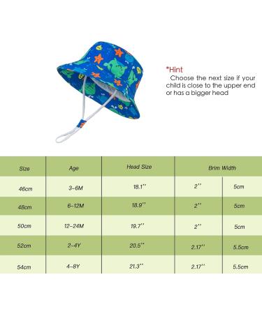 LANGZHEN Baby Girls Sun Protection Beach Hat | Adjustable Wide Brim Toddler Kids Summer Play Hat with Chin Strap - Blue-Whale | 1-2 Years - Buy Online on SooperMarket.com