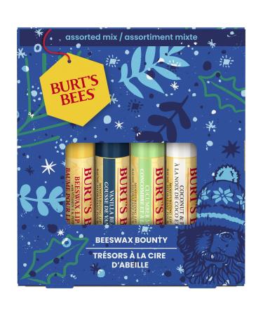 Burt's Bees lip balm multipack |Gift set with beeswax and vitamin E |100 % natural origin |Beeswax vanilla bean cucumber mint coconut and pear |4 x 4.25 g mixed lip balm set