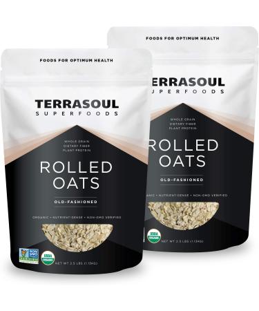 Terrasoul Superfoods Organic Rolled Oats, 5 lbs - Gluten-Free | Old-Fashioned | Whole Grain rolled oats 2.5 Pound (Pack of 2)