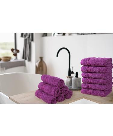 ERINA Cotton Washcloths Set of 12 - Heavy GSM 100% Pure Combed Cotton - Highly Absorbent Face Towels - Quick Drying Fingertip Towels - 12x12 Inch - Plum - Buy Online on SooperMarket.com