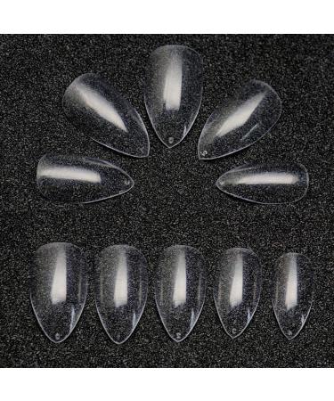 600PCS Transparent Stiletto False Nails - Short Artificial Acrylic Nail Set for DIY Nail Art - Buy Online on SooperMarket.com