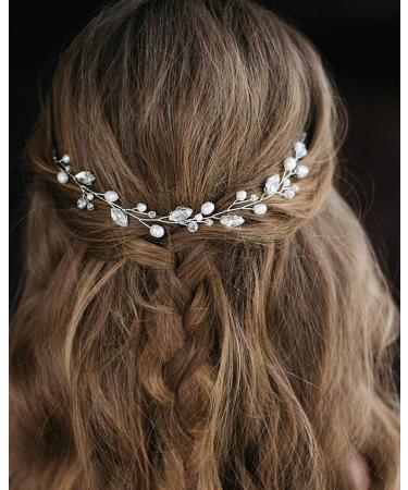 Chargances Boho Pearl Headband for Women and Girls Vintage Wedding Bridal Hair Piece Jewelry for Brides Hair Accessories (Rose Gold)