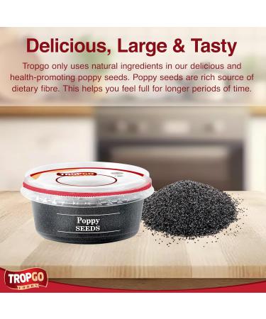 Tropgo Poppy Seeds 200g - Gluten Free Poppy Seeds in Resealable and Recyclable Tub - Non-GMO Poppy Seeds for Eating - Enhance Baking and Cooking - Buy Online on SooperMarket.com