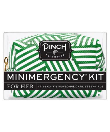 Pinch Provisions Criss Cross Green Minimergency Kit Includes 17 Travel-Sized Cosmetic Essentials Convenient for Purses Emergency Beauty Accessories Gifts for Holiday s & Birthday s