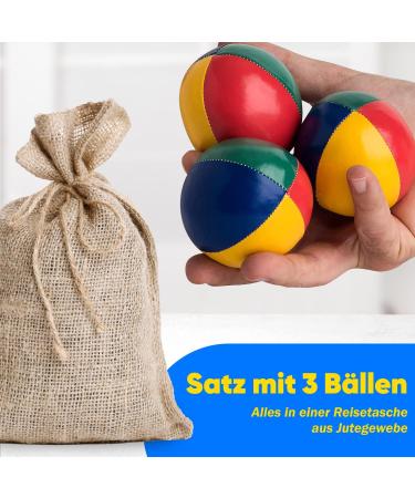 Mister M Juggling Balls - 3 Eco-Friendly Balls in Beige Jutesack | Waterproof Easy to Grab | Ideal for Beginners & Professionals | Includes App & Online Video Tutorial - Buy Online on SooperMarket.com