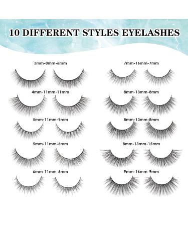 Sisily 3D Artificial Eyelashes with Glue - 10 Pairs Reusable Handmade Multipack | Course Black C-10 - Buy Online on SooperMarket.com