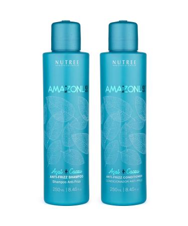 Amazonliss Anti-Frizz Keratin Treatment Set - For Smooth Soft and Shiny Hair - Prolonged Effect Shampoo and Conditioner 8.45 fl.oz