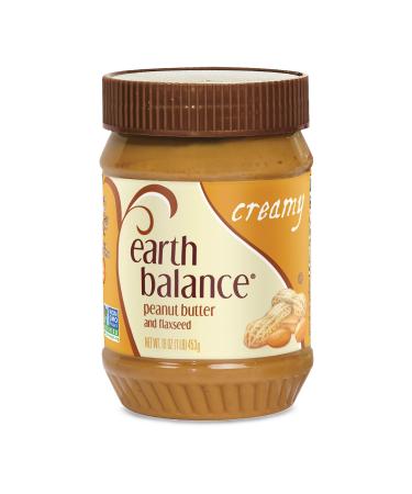 Earth Balance Natural Peanut Butter and Flaxseed Spread, Creamy, Vegan and Gluten Free, 16 Oz Creamy 1 Pound (Pack of 1)
