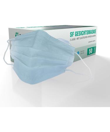 Buy SF Mundschafts 50-Pack Medical Surgical Masks - EN 14683 Certified 3-Layer Disposable Face Masks for Mouth & Nose Protection - Buy Online on SooperMarket.com