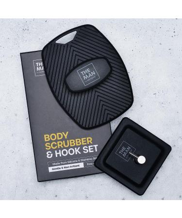 Man Body Scrubber & Hook Set - Silicone Shower Scrubber for Men - Hygienic & Easy to Clean - Invigorating Bristles - Non-Slip Handle - Bathroom Accessory - Buy Online on SooperMarket.com