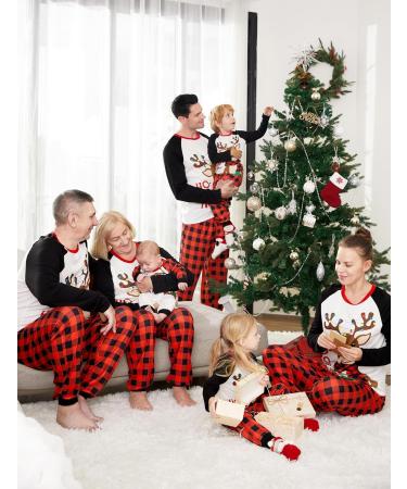 PatPat Family Christmas Pajamas Set | Tree Snowflake Letters Print | Long Sleeve | Red/Black | Men XL - Buy Online on SooperMarket.com