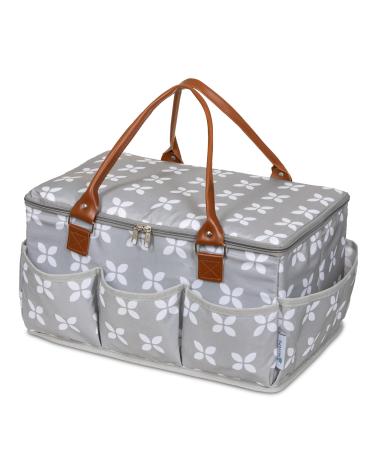 Moteph Extra Large Diaper Caddy Craft Toy Organizer with Zip-Top Cover with Waterproof Wet/Dry Bag - Perfect for Baby Shower Faux Leather