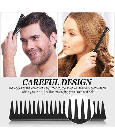 3-Piece Wide Tooth Detangling Hair Comb Set | Carbon Fiber Styling Cutting Comb for Women | Anti-Static Heat Resistant | Ideal for Curly, Straight, and Long Hair | Black - Buy Online on SooperMarket.com