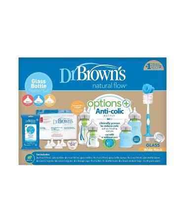 Dr. Brown's Options+ Wide-Neck Glass Baby Bottle Starter Set - Premium Quality for Newborns - Buy Online on SooperMarket.com