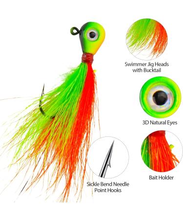 MadBite WideEye 15/28 Pack Jig Head Kits Bucktail Hair Jigs Conical Jigs and Pill Shaped Jig Kits Fishing Jig Heads for Walleye Bass Crappie Jig Head Weights - 1/8 oz 1/4 oz and 3/8 oz C: Hair Jig Kits - 15 Pack 1/4 oz - Buy Online on SooperMarket.com
