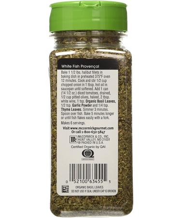 McCormick Gourmet Organic Basil - 2.85 oz | Premium Quality - Buy Online on SooperMarket.com