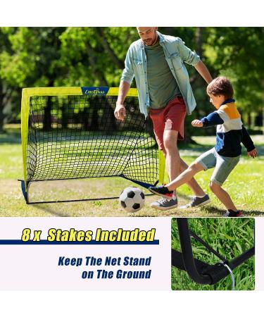 LIBERRWAY Soccer Goal 4'x 3' Portable Kids Soccer Goals for Backyard or Indoor Pop Up Soccer Net with 6 Training Cones  Carrying Bag  8 Ground Stakes  2 Set - Buy Online on SooperMarket.com