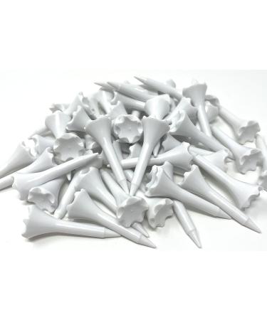 NorthPointe 1 Plastic Golf Tees Short Tees for Irons Par Threes Hybrids and Driving Range - Pack of 50 or 100 Bulk in High Visibility White Durable Plastic 1 1/2 Solid White 50